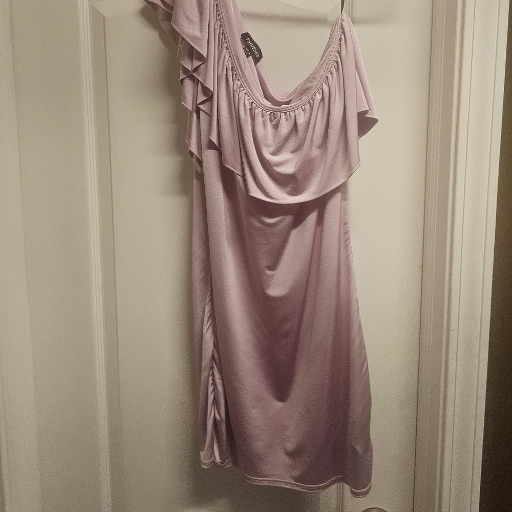 Bebe Lavender Asymetrical One Sleeve Dress